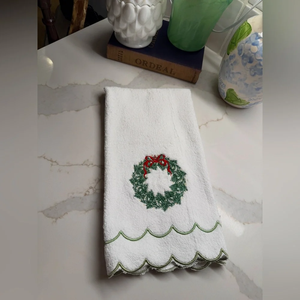 Festive Wreath Embroidered Hand Towel